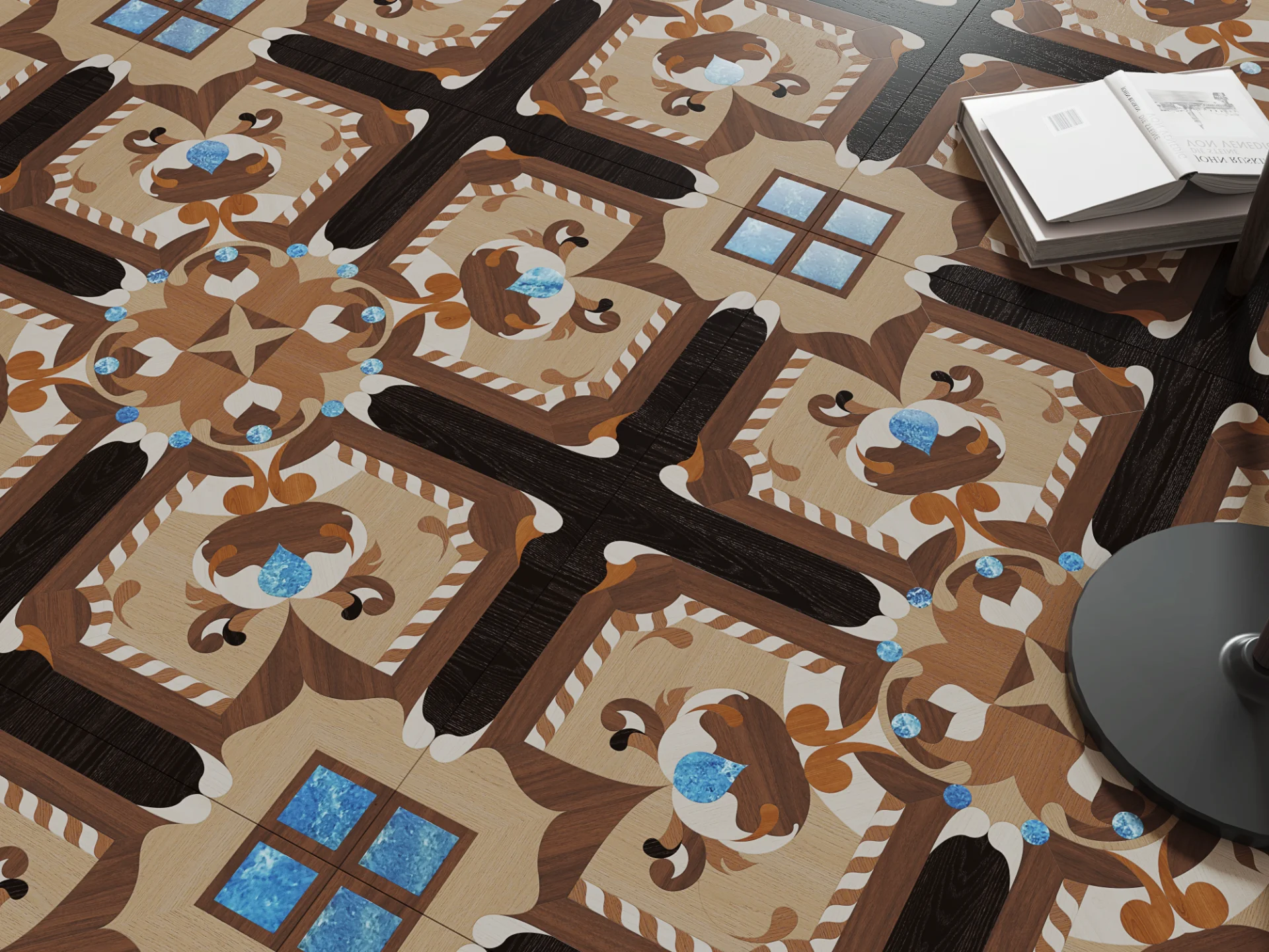 Ornate geometric floor tiles